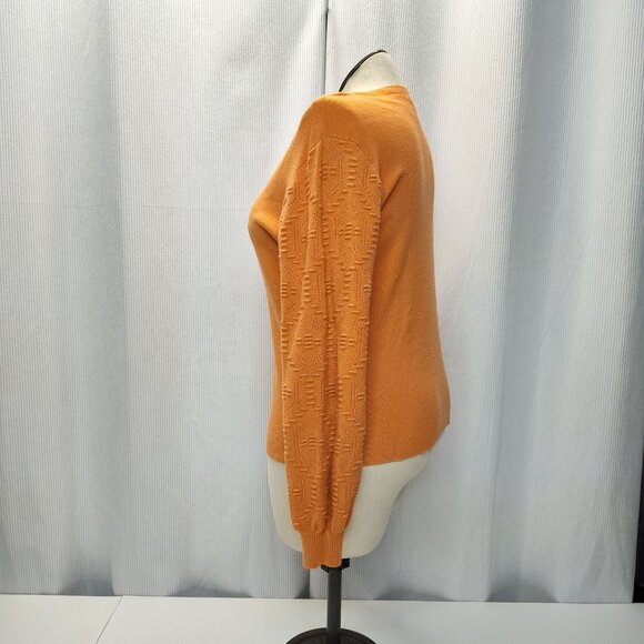 Vila Milano V-Neck Sweater Womens XL Textured Bishop Sleeves Peach Color - Picture 5 of 7